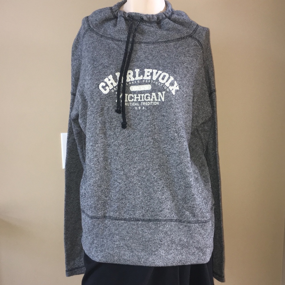 Gear pullover with high tie collar